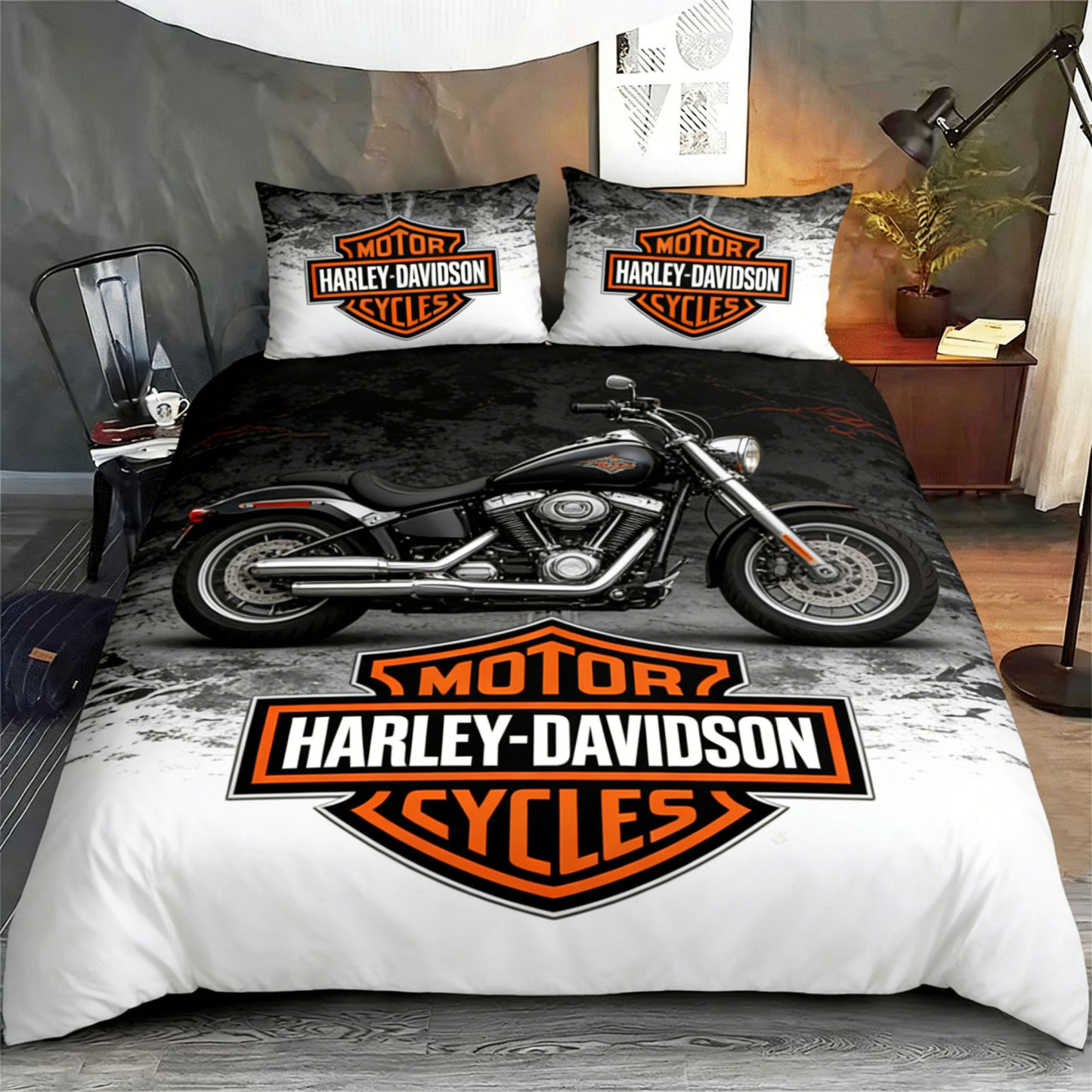 Classic Motorcycle Culture Bedding Set | Bold Rider-Inspired Design