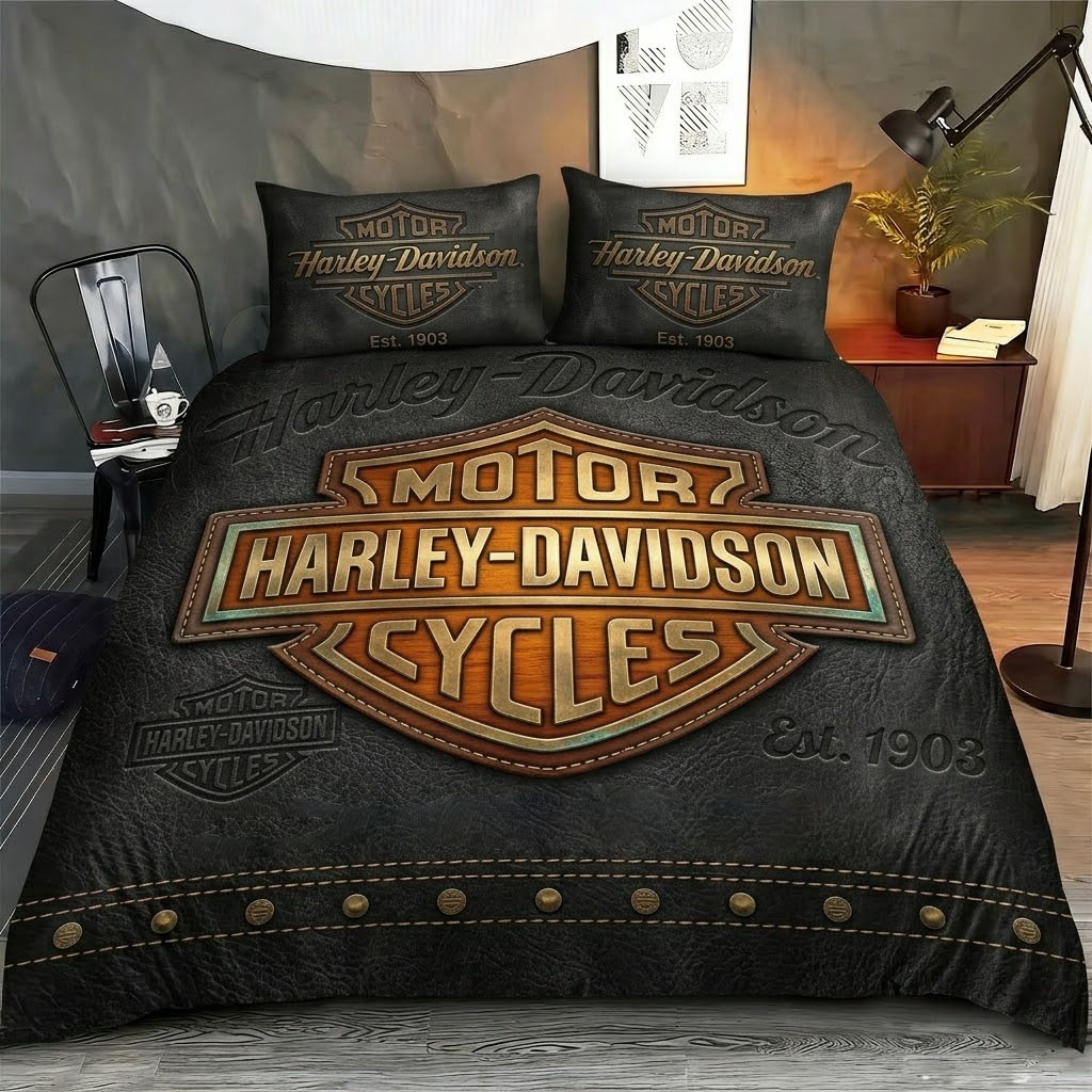 Classic Motorcycle Culture Bedding Set | BoldRider-Inspired Design