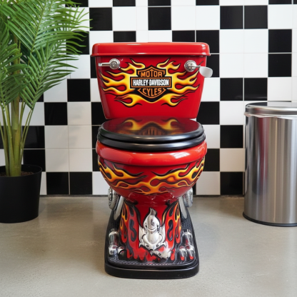 Eyeball & Piston Flame Toilet Lid Decal 