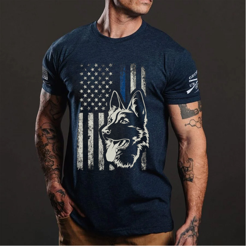 Patriotic German Shepherd K9 Unit Thin Blue Line Police German Shepherd