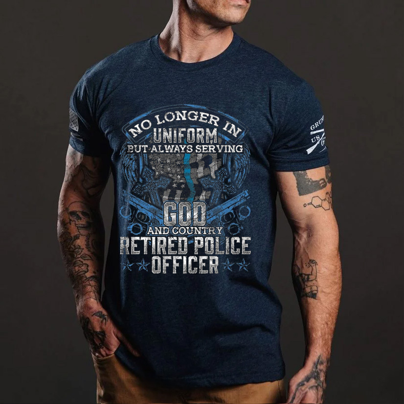 Retired Police Officer Vintage Flag Thin Blue Line Police