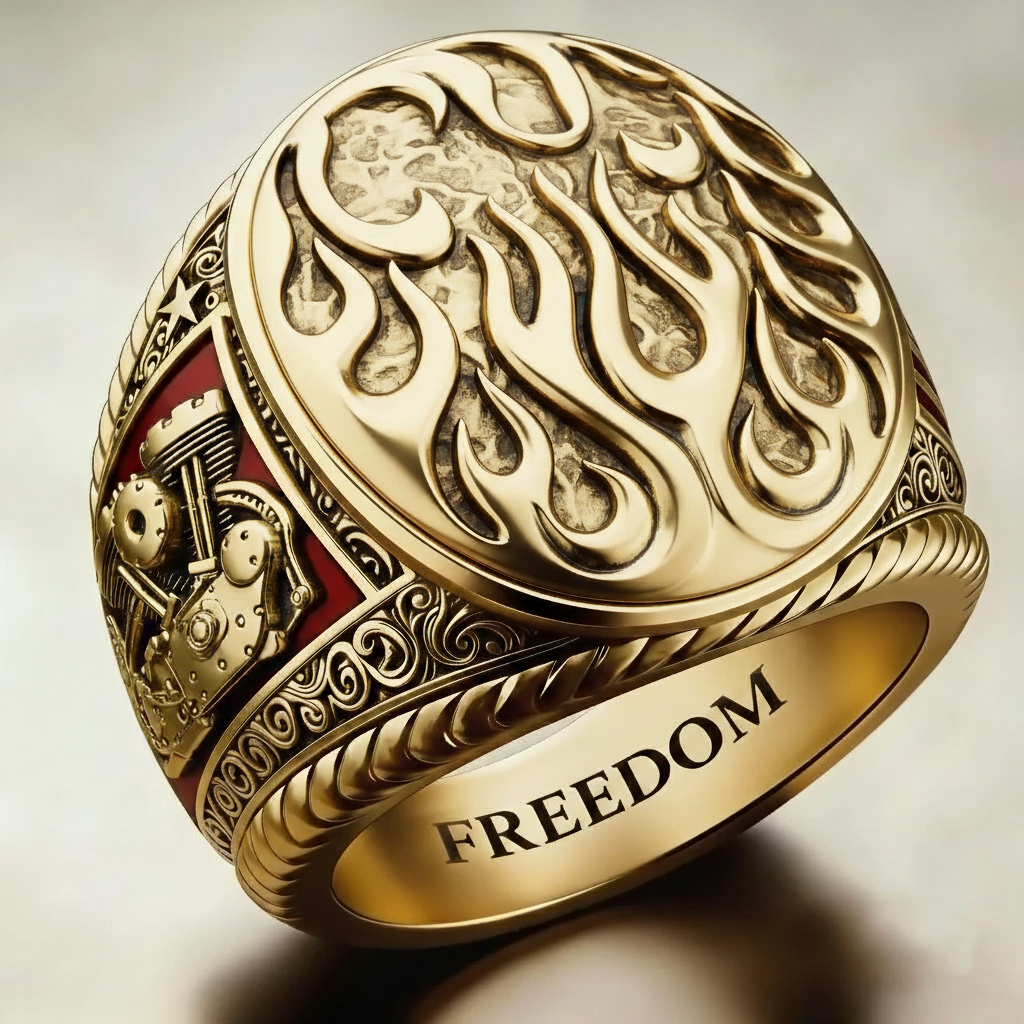 Steampunk Mechanical Gear Industrial Motorcycle Style Signet Ring