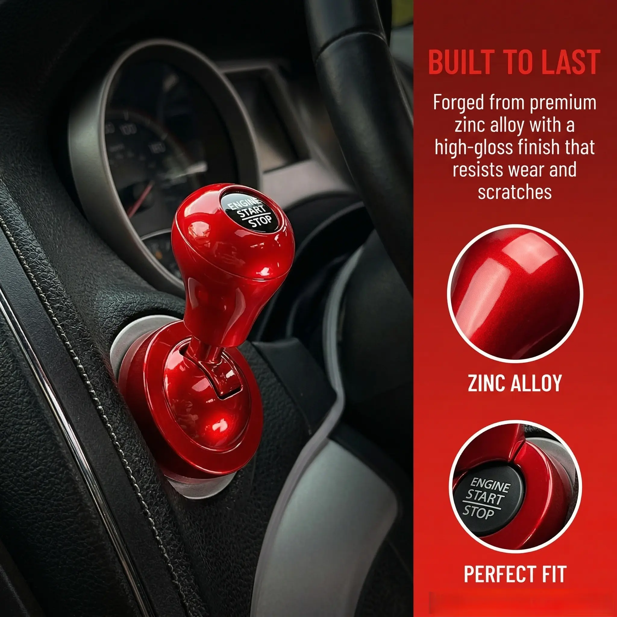 Universal One Click Start Lever - Car Push Start Button Cover Joystick, Cool Engine Ignition Car Interior Accessories