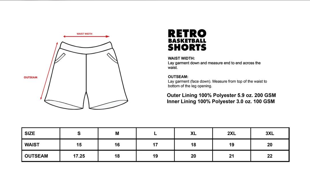 SHAKA WEAR Retro Basketball Shorts - Black & White Tonal Ribbing, 3 Pockets, Wide Leg Opening, True to Size Fit