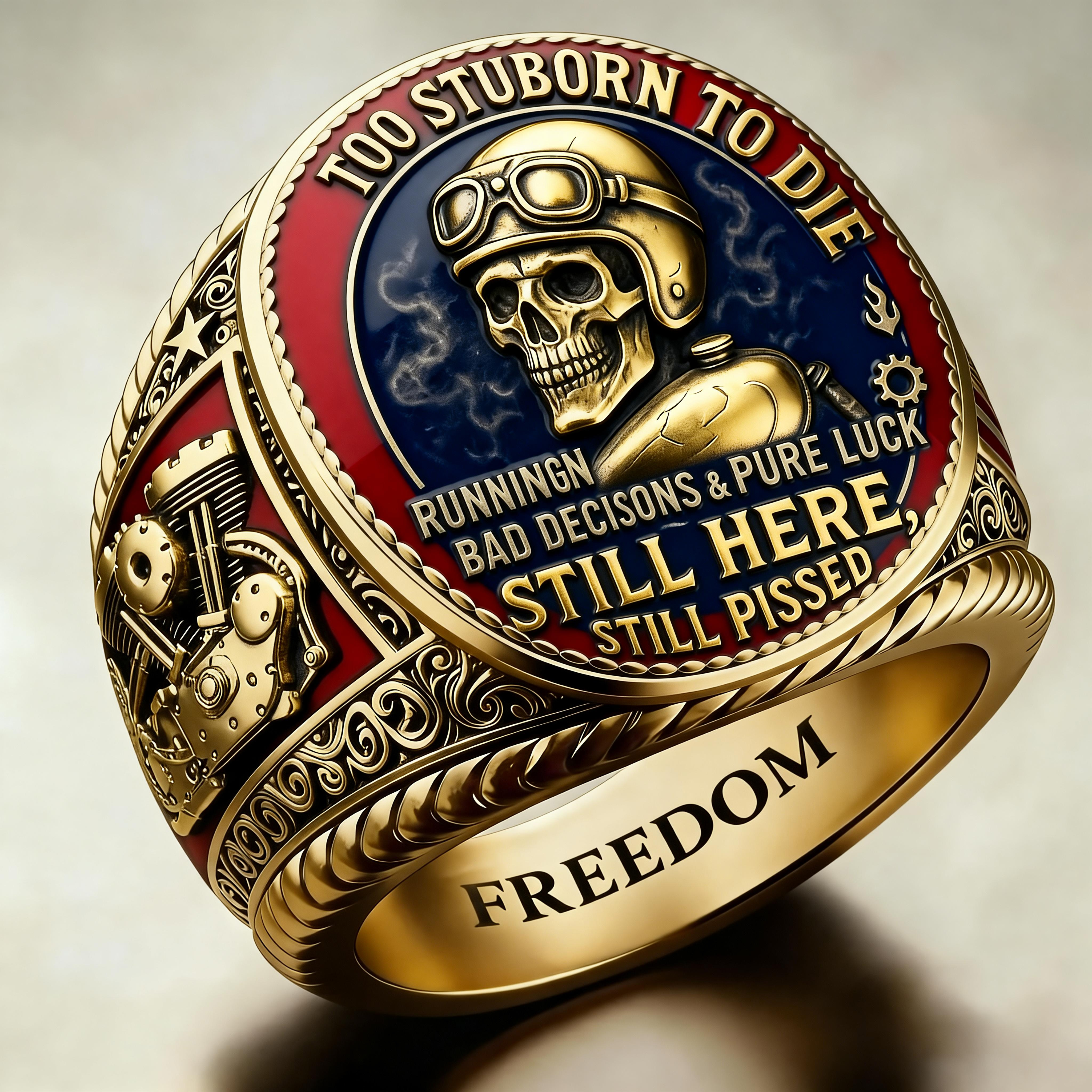 Steampunk Mechanical Gear Industrial Motorcycle Style Signet Ring