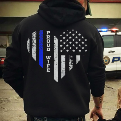 Thin Blue Line Heart T Shirt Wife of Police Proud USA T Shirt