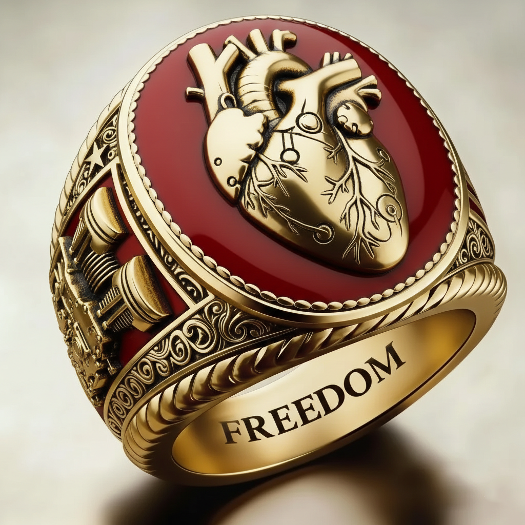 Steampunk Mechanical Gear Industrial Motorcycle Style Signet Ring