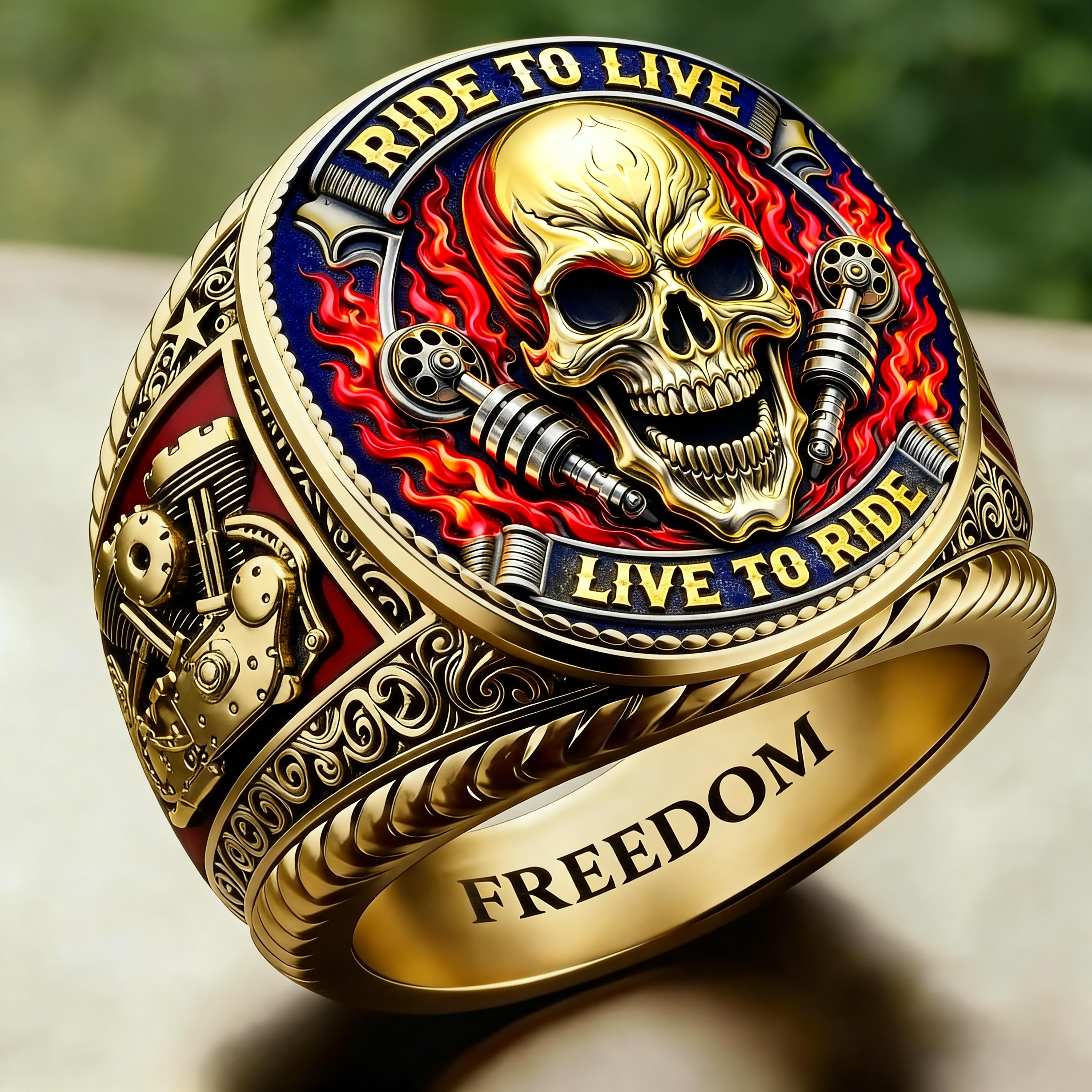 Steampunk Mechanical Gear Industrial Motorcycle Style Signet Ring