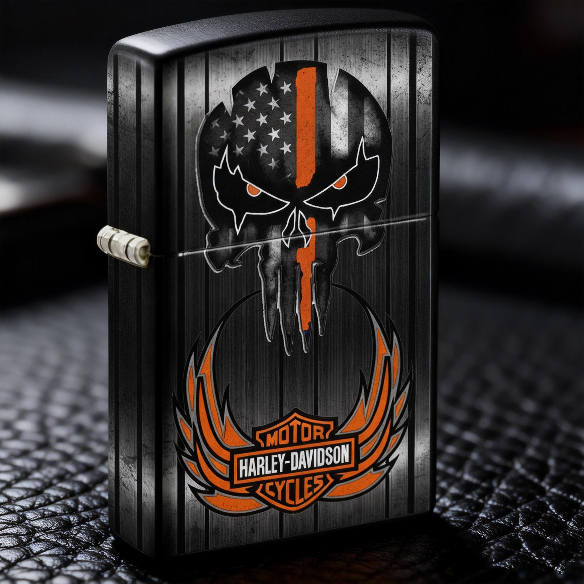 Tactical Military Flag Skeleton Punisher Style Windproof Metal Lighter