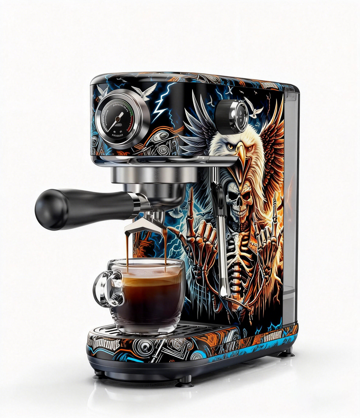 Gothic Skull Pattern Espresso Machine