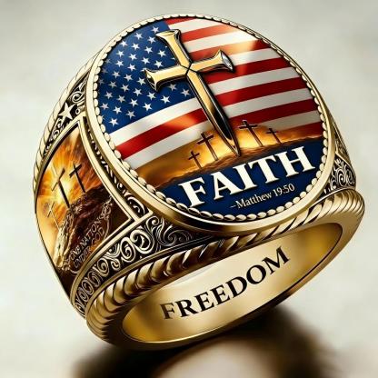 Christian style Cross pattern ring