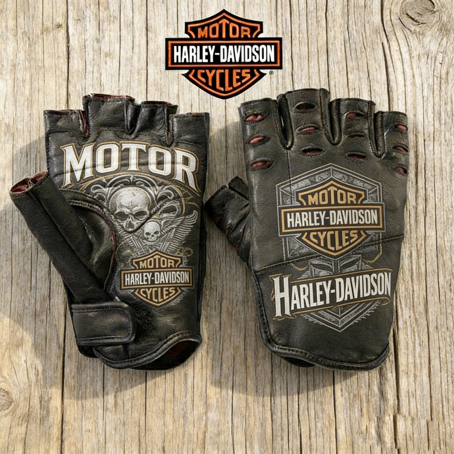 Vintage Biker Half Gloves for Motorcycle Enthusiasts