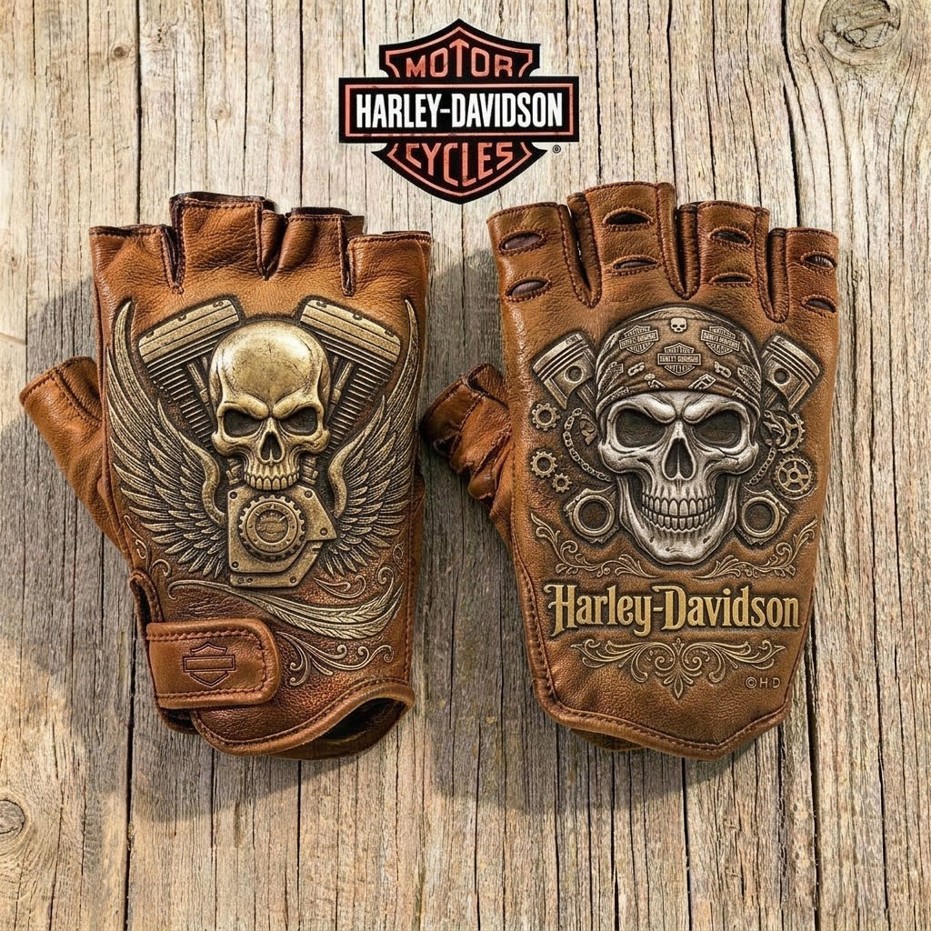 Vintage Biker Half Gloves for Motorcycle Enthusiasts