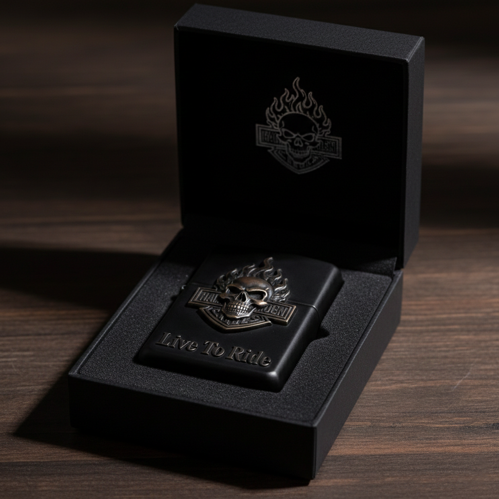 Midnight Blaze - Embossed Skull Shield Lighter