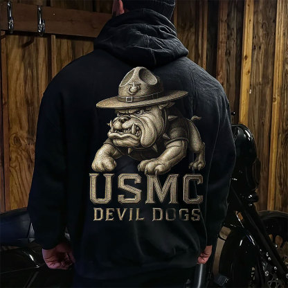 Epic! USMC Devil Dogs Bulldog Hardcore Hoodie, Fully Showcasing Marine Corps Dominance