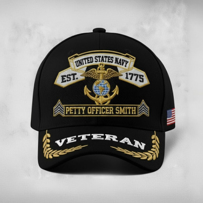 Navy's Golden Wing: U.S. Navy Est. 1775 Emblem Hat