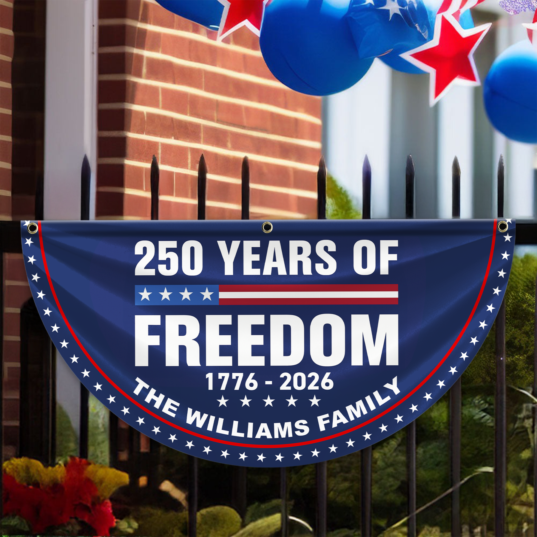 250 Years Of Freedom Custom Family Name Non-Pleated Fan Flag 