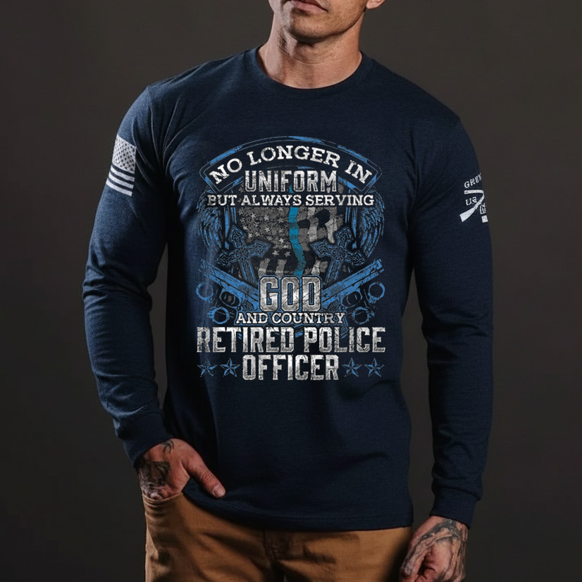 Retired Police Officer Vintage Flag Thin Blue Line Police