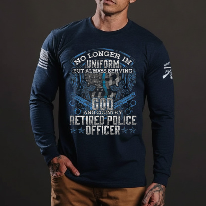 Retired Police Officer Vintage Flag Thin Blue Line Police