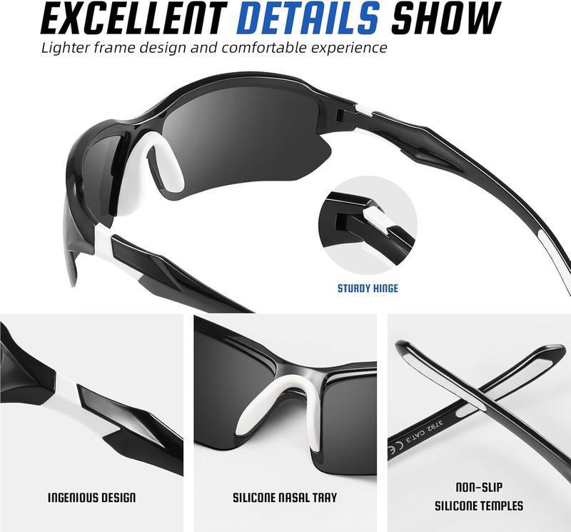 4-Pack Polarized Sports Sunglasses for Men and Women UV400 Windproof Outdoor Eyewear with Anti-Glare Lenses for Driving Fishing Running and Golf