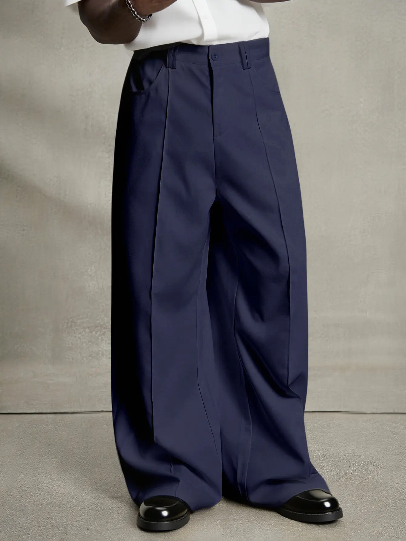 Wide Leg Dress Pants Elegant Baggy Trousers with Pockets
