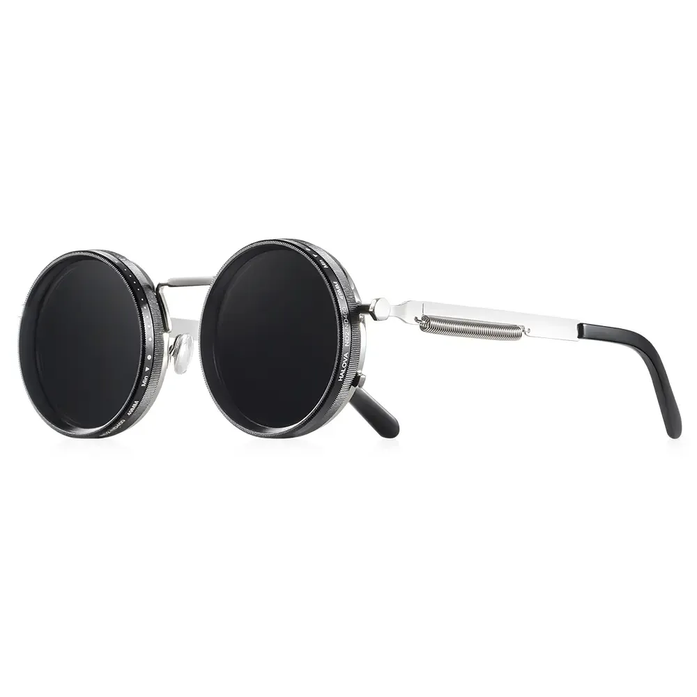 Polarized Round Sunglasses ND9 Adjustable Dimming Men Women Retro Punk Men's Fishing Eyeglasses Outdoor Shades UV400