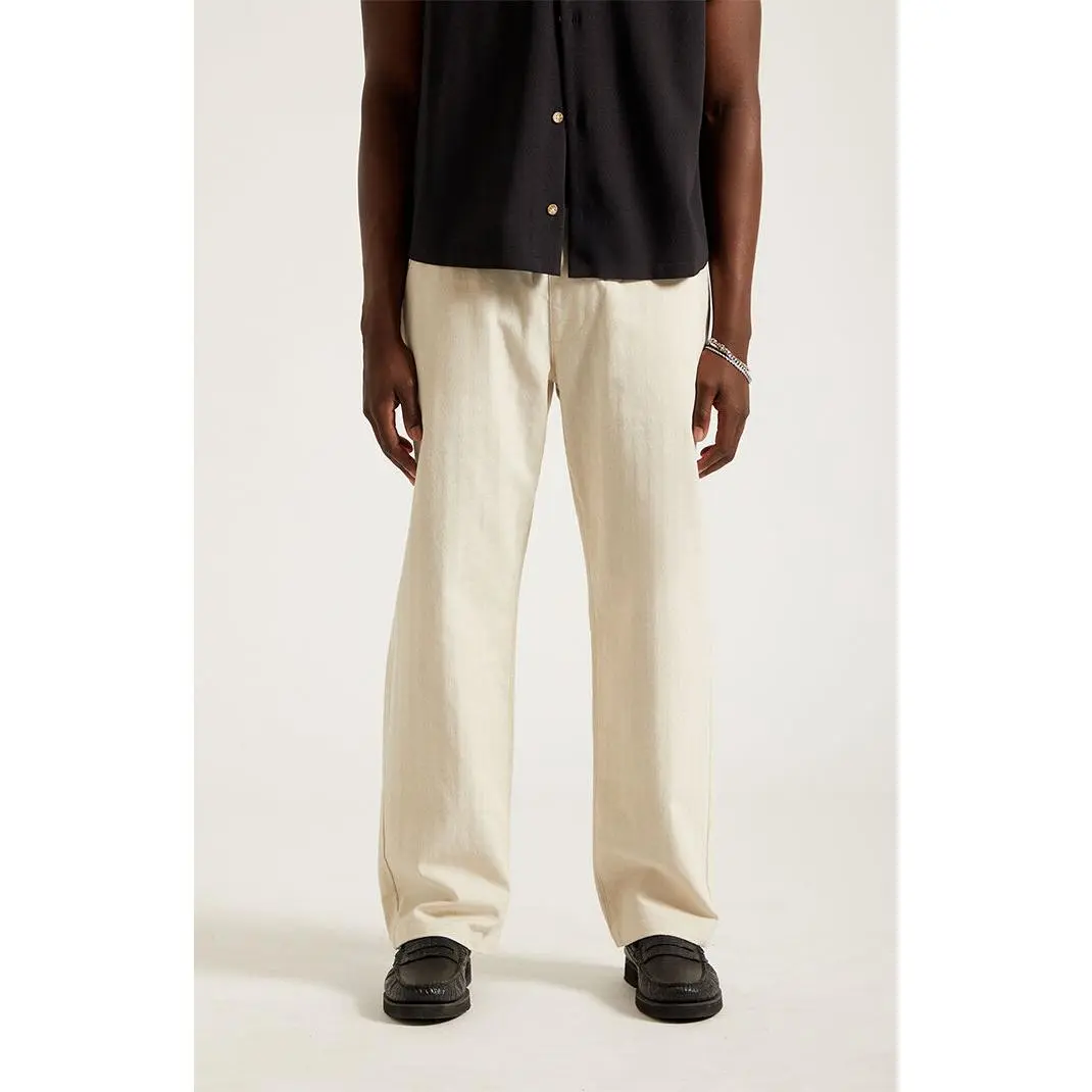 PacSun Coastal Essential Linen Trousers: Breathable Straight-Leg Cut in Iconic Cream ✨