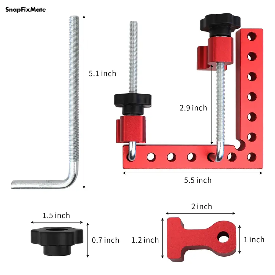 SnapFixMate Professional 90° Corner Clamping Squares (4-Pack) – Industrial Aluminum Alloy Precision Positioning Tools for Cabinets, Frames & Drawers