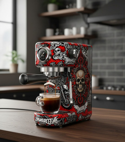 Gothic Skull Pattern Espresso Machine