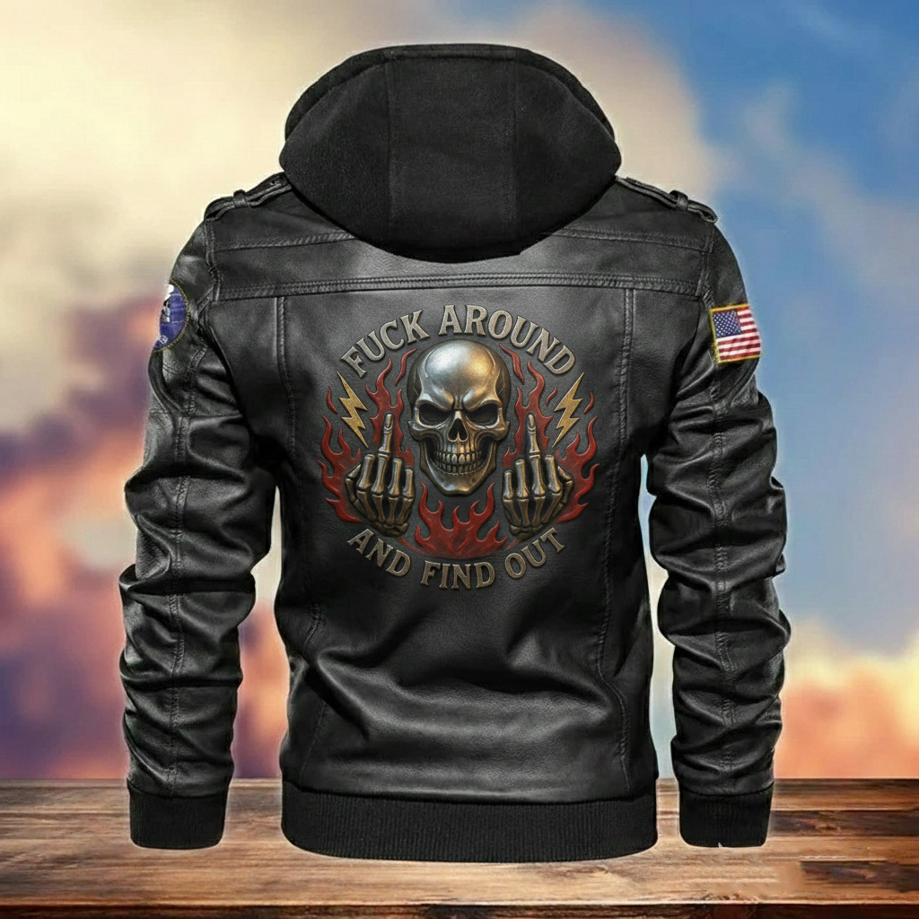 Biker Style Men's Retro Patterns Jacket