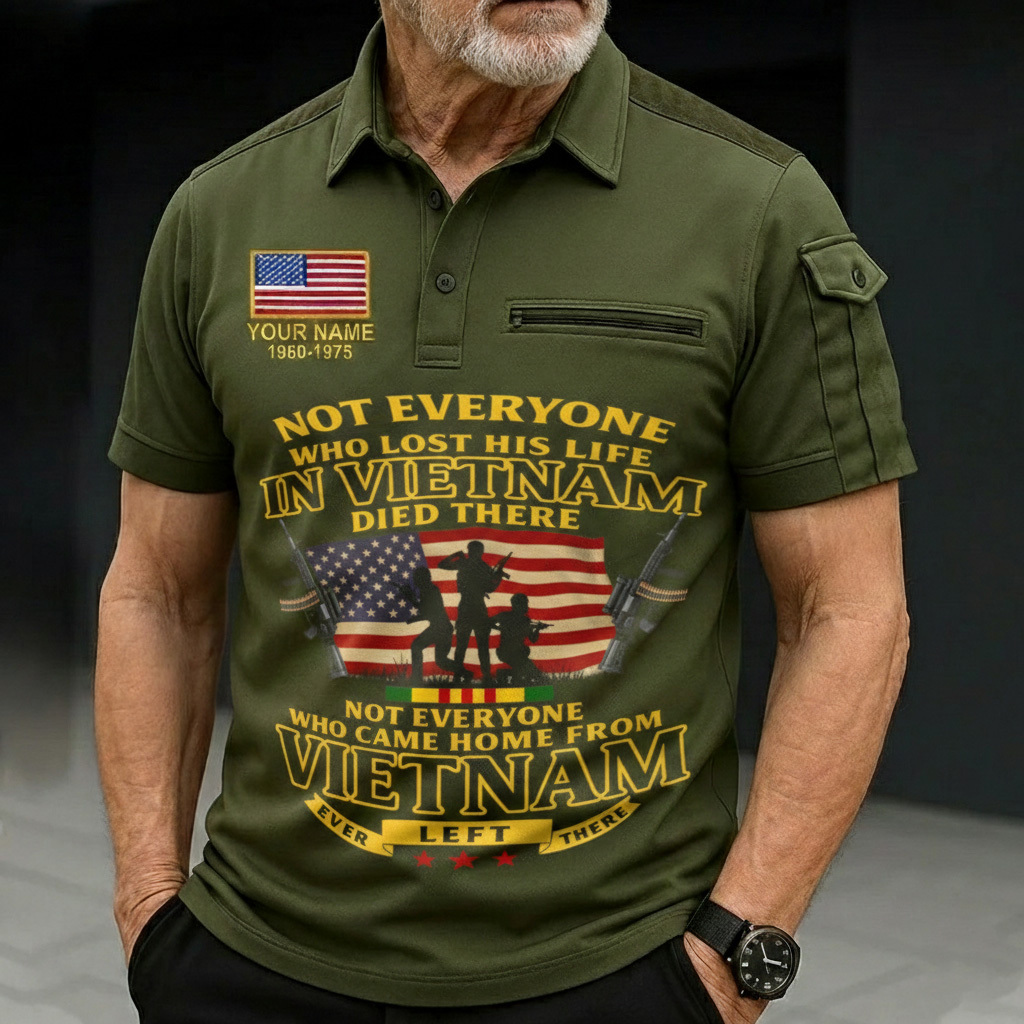 Personalized Vietnam Veteran Mens Short Sleeve Polo Shirts With Pocket