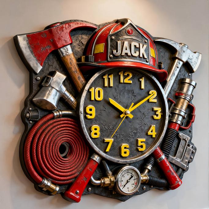 Personalized Fire-Fighting ToolThemed Clock