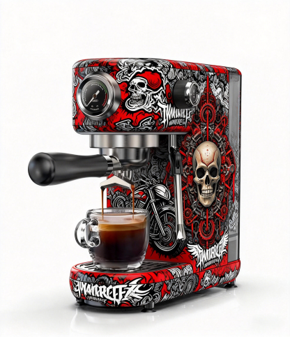 Gothic Skull Pattern Espresso Machine
