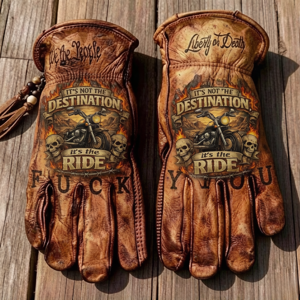 Vintage Style Pattern Motorcycle Riding Gloves