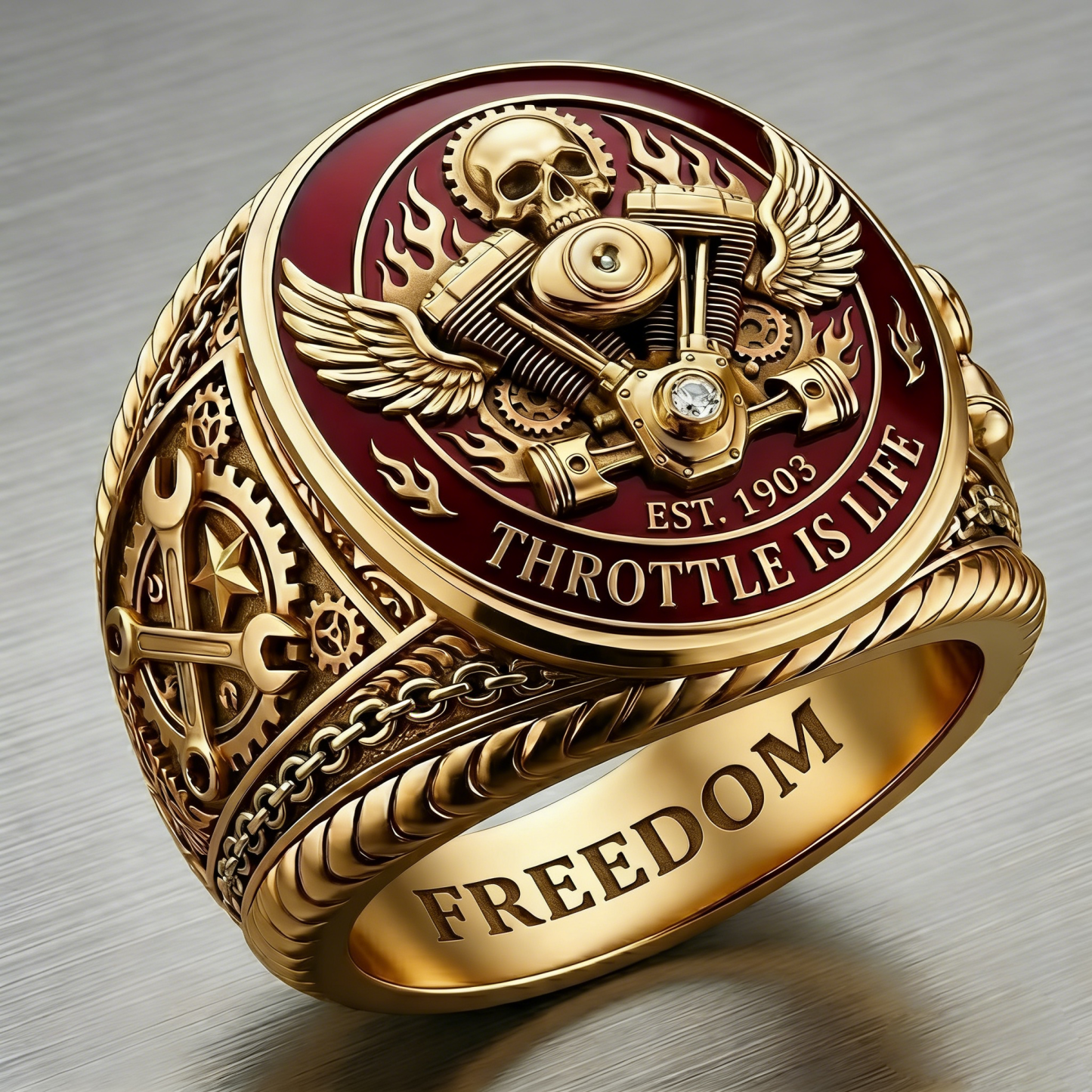 Classic American Motorcycle Style Vintage Biker Ring