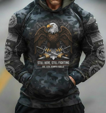 U.S. Marines Eagle Hoodie - "Still Here, Still Fighting"