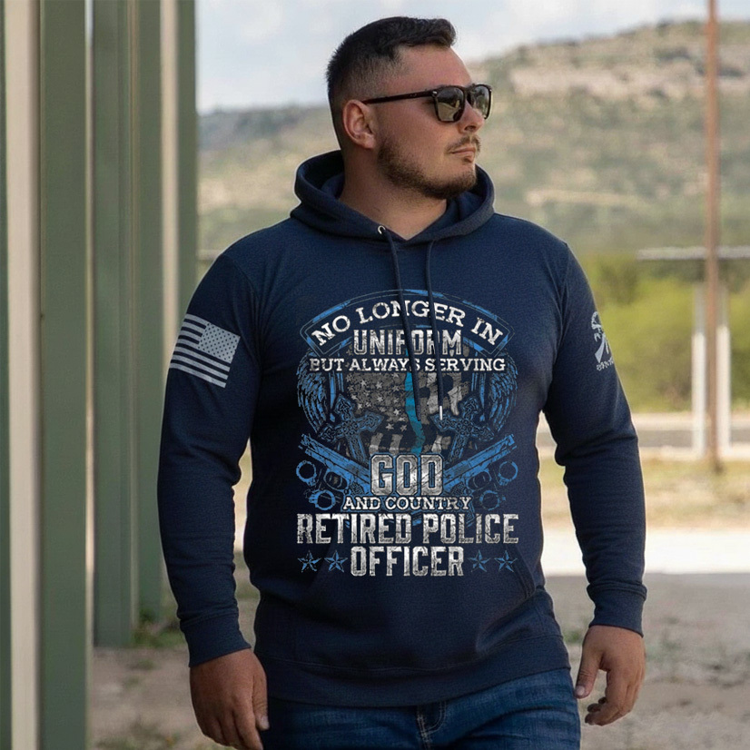 Retired Police Officer Vintage Flag Thin Blue Line Police