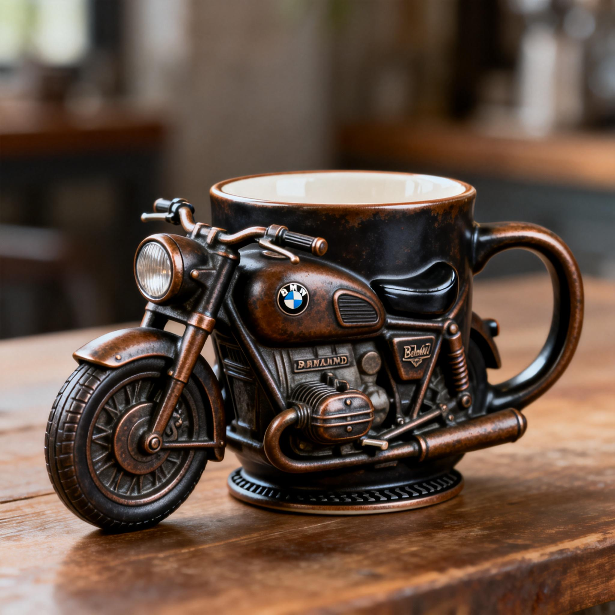 Retro Industrial Style 3D Steampunk Motorbike Coffee Cup