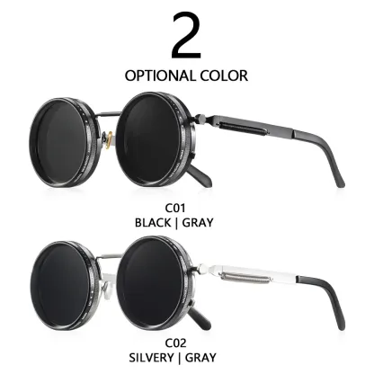 Polarized Round Sunglasses ND9 Adjustable Dimming Men Women Retro Punk Men's Fishing Eyeglasses Outdoor Shades UV400