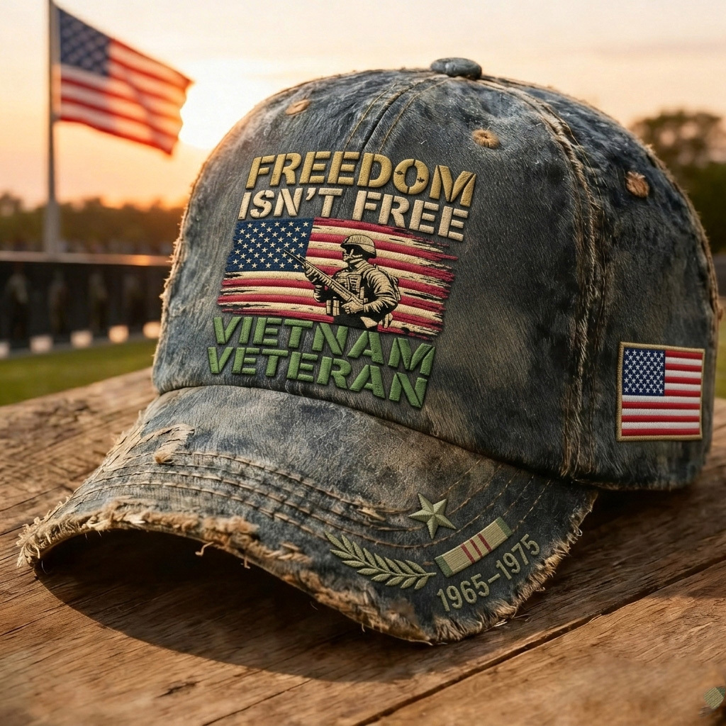 Vintage Veteran Respect Memorial Vietnam War Service Men’s Sports Cap