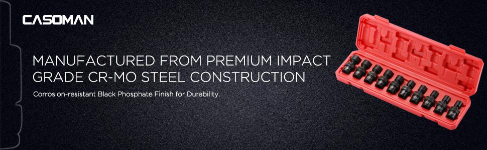 CASOMAN 10 PCS 3/8" Drive Standard Universal Impact Socket Set, 6 Point, CR-MO, Metric,10-19mm High Torque Tool Hex Wrenches#TikTokShopBlackFriday CASOMAN 10 PCS 3/8" Drive Standard Universal Impact Socket Set, 6 Point, CR-MO, Metric,10-19mm High Torque Tool Hex Wrenches#TikTokShopBlackFriday