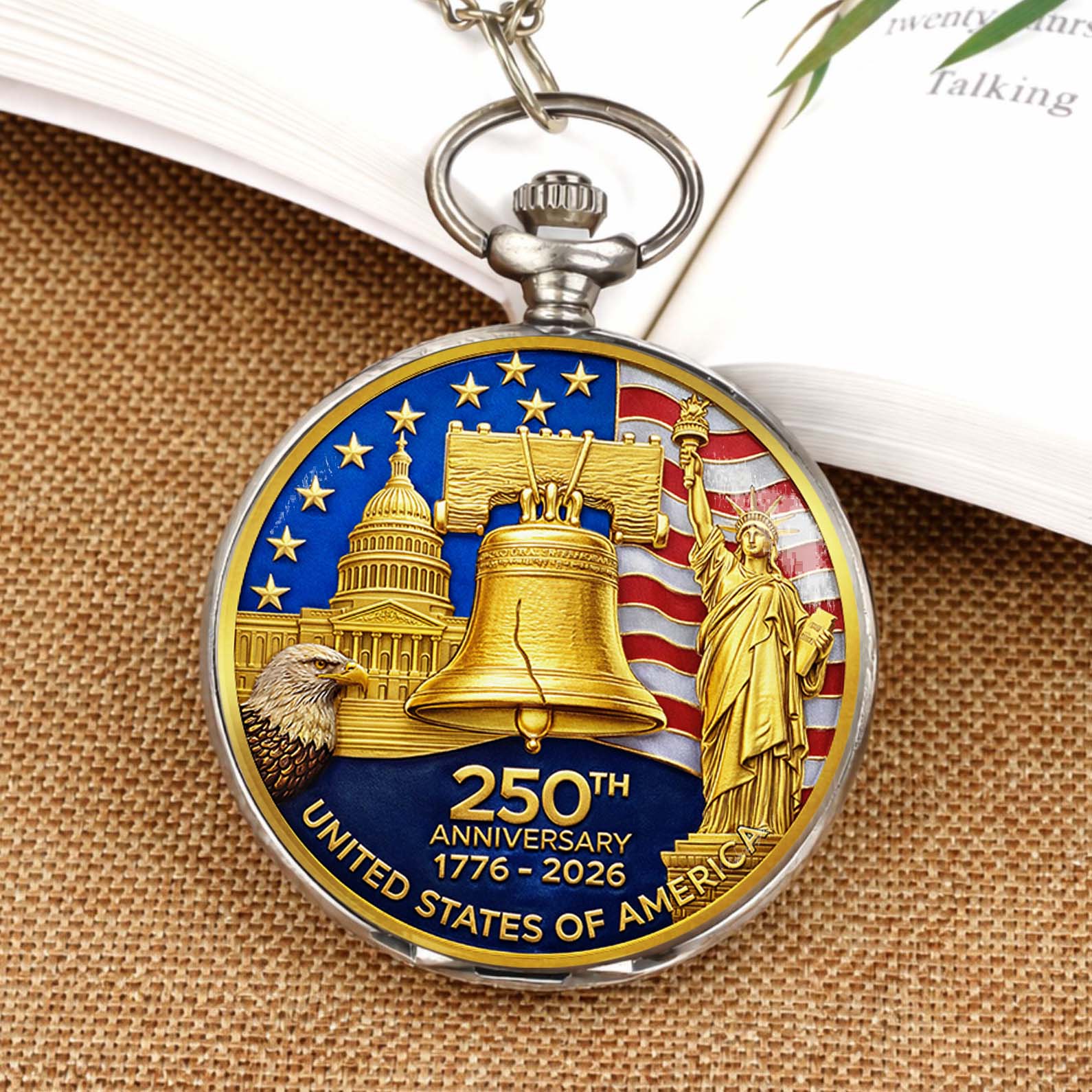 250 Years Anniversary 1776–2026 Pocket Watch, Patriotic 4th of July Pocket Watch 