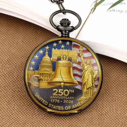 250 Years Anniversary 1776–2026 Pocket Watch, Patriotic 4th of July Pocket Watch 