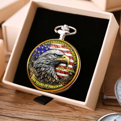 USA 250 Years Anniversary Commemorative Pocket Watch, 250 Years of Freedom 1776–2026 Pocket Watch 