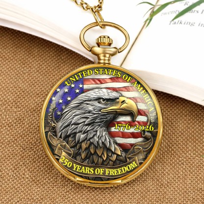USA 250 Years Anniversary Commemorative Pocket Watch, 250 Years of Freedom 1776–2026 Pocket Watch 