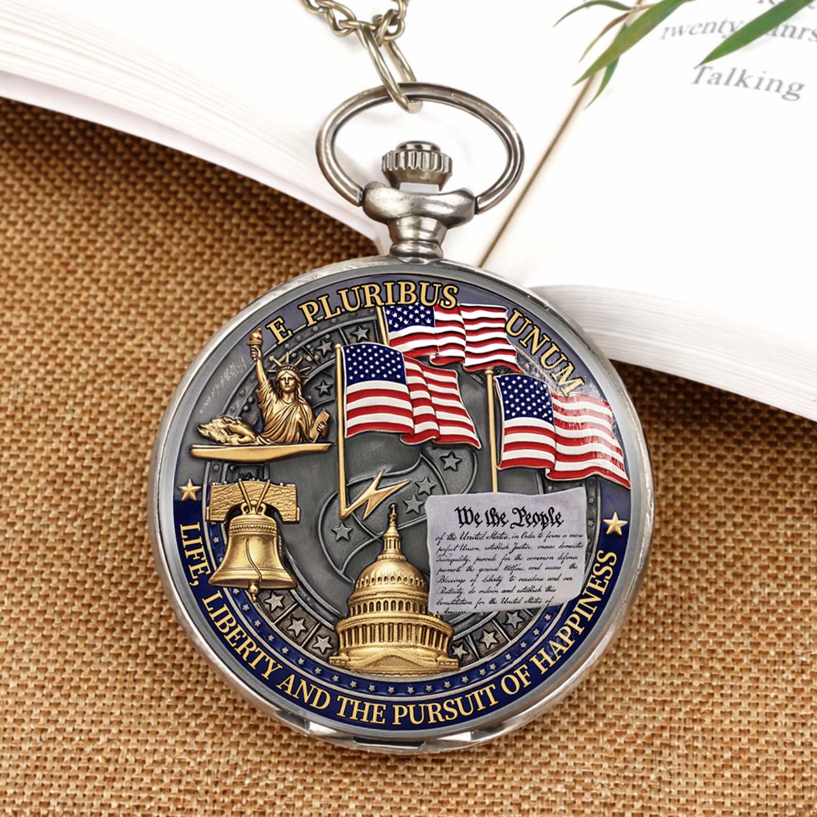 250 Years Of Freedom 1776–2026 Pocket Watch, 250 Years Anniversary Of America, Patriotic 4th of July Pocket Watch 