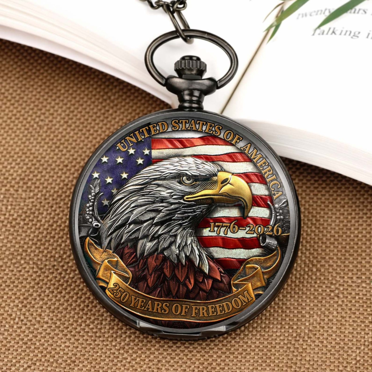 250 Years Of Freedom 1776–2026 Pocket Watch, 250 Years Anniversary Of America, Patriotic 4th of July Pocket Watch 