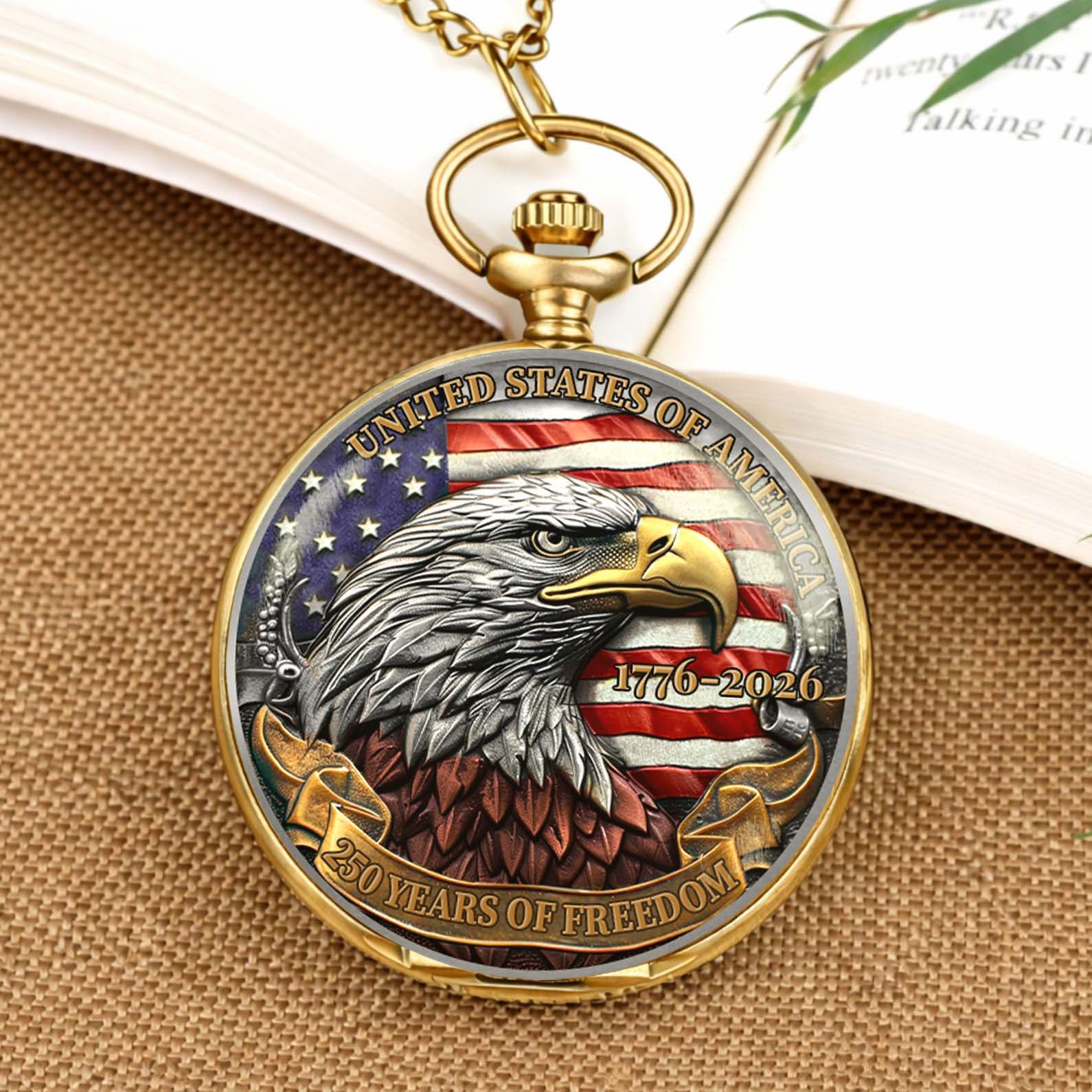 250 Years Of Freedom 1776–2026 Pocket Watch, 250 Years Anniversary Of America, Patriotic 4th of July Pocket Watch 