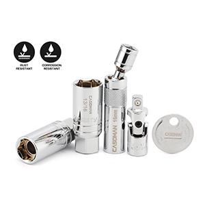 CASOMAN 10PCS 3/8"Drive Magnetic Spark Plug Socket Set, 6PT&12PT, Include Extension Bar, Universal Joint & Spark Plug Gapper, CR-V Steel CASOMAN 10PCS 3/8"Drive Magnetic Spark Plug Socket Set, 6PT&12PT, Include Extension Bar, Universal Joint & Spark Plug Gapper, CR-V Steel