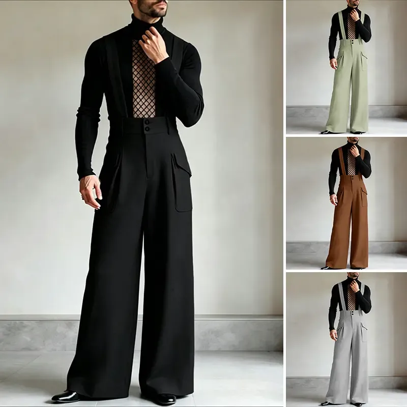 Incerun "Avant-Garde" High-Waisted Suspender Overalls: Modern Palazzo Silhouette & Architectural Tailoring for Statement Events 🏛️